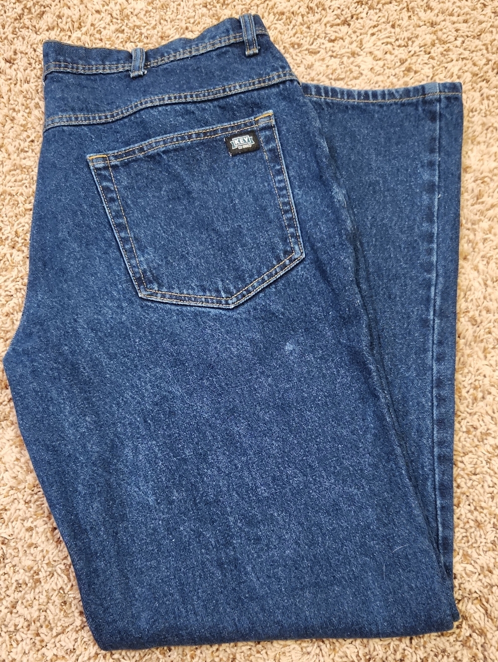 Relaxed-Fit Dark Blue Denim Jeans by KEY